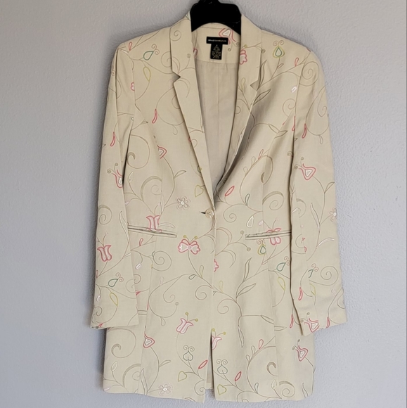 GRACE DANELEWIS EMBROIDERED SILK& LINEN BLAZER SKIRT SUIT SET/Size 6 - Picture 5 of 15